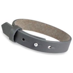 Brede leren armband kleur ebony grey extra lang