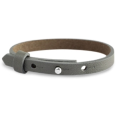 Smalle leren armband kleur fossil grey