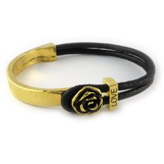 Love armband goud zwart bloem