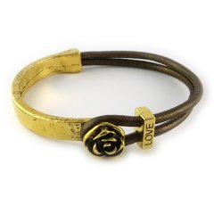 love armband goud bronze brown bloem