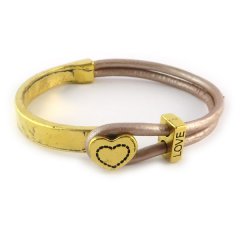 Love armband goud oud roze hart