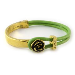 love armband goud peridot green bloem