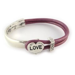 love armband metallic roze hart love