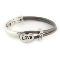 Love armband taupe grey hart love