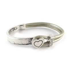 Love armband zilvermetallic met hart