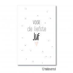 minikaart met de tekst liefste juf