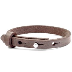 Smalle leren armband kleur graphite brown