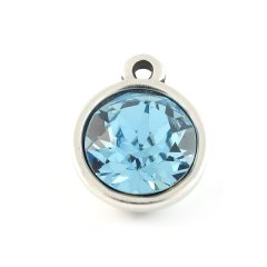 Bedel met Swarovski puntsteen aquamarine blue